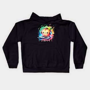 Cute Kawaii Peach Dj Kids Hoodie